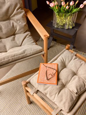 Hübsch Heritage Fåtölj med fotpall Natur/Beige