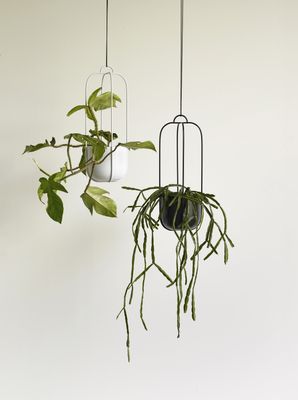 Hübsch Lotus Hängkrukor Svart (set om 2)