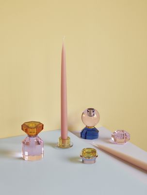Hübsch Gem Ljusstakar Rosa/Grå (set om 2)