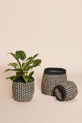 Hübsch Sprout Korgar Svart/Natur (set om 3)