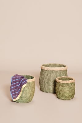 Hübsch Moss Korgar Grön/Natur (set om 3)
