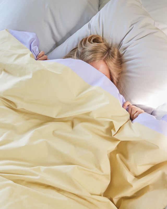 Hübsch Block Sängkläder 60/220 Beige/Flerfärgad