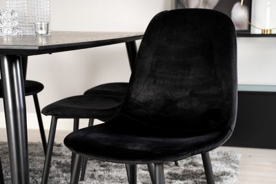 Venture Home Dipp & Polar Rektangulärt Matbord 180 x 90 Svart + 6 st Matstolar Svart