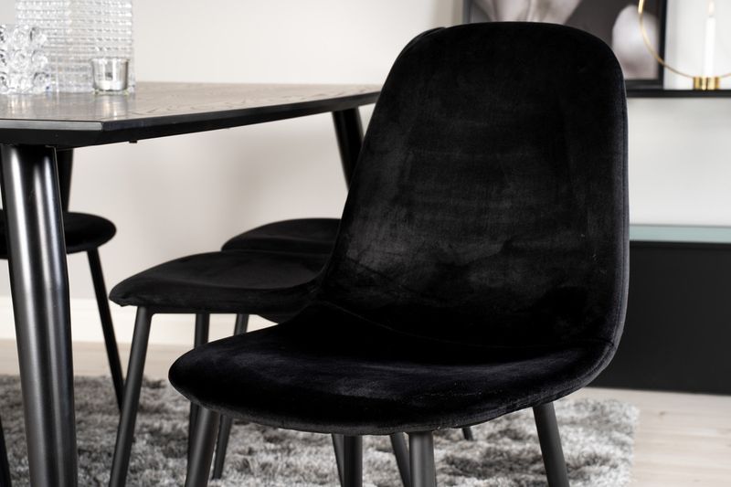 Venture Home Dipp & Polar Rektangulärt Matbord 180 x 90 Svart + 6 st Matstolar Svart