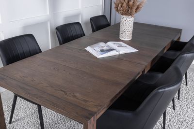 Venture Home Slider & Comfort Rektangulärt Matbord 170 x 95 Natur + Matstolar 6-pack Svart