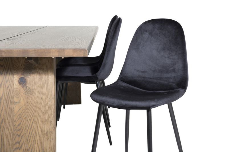 Venture Home Logger & Polar Rektangulärt Matbord 210 x 100 Natur + 6 st Matstolar Svart