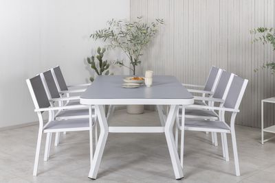 Venture Home Virya & Copacabana Rektangulärt Matbord 200 x 100 Vit + 6 st Matstolar