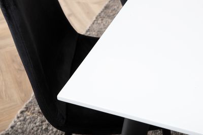 Venture Home Jimmy & Polar Rektangulärt Matbord 195 x 90 Vit + 6 st Matstolar Svart