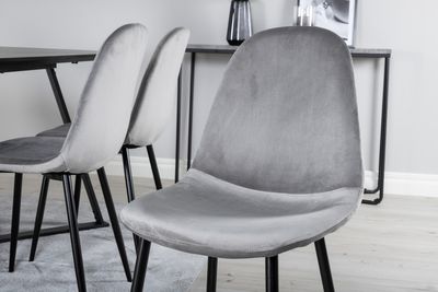 Venture Home Polar & Marina 6 st Matstolar Grå + Rektangulärt Matbord 180 x 90 Svart