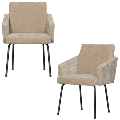 WOOOD Mount Matstol med Armstöd i 3D Chenille Sand 2 st