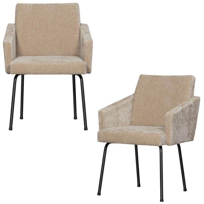 WOOOD Mount Matstol med Armstöd i 3D Chenille Sand 2 st