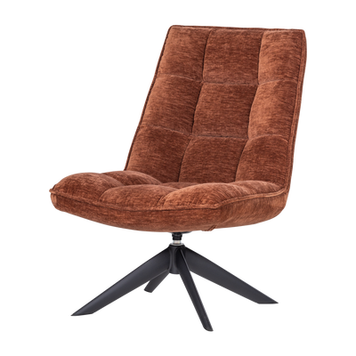 WOOOD Jouke Snurrfåtölj i Chenillestruktur Rostbrun