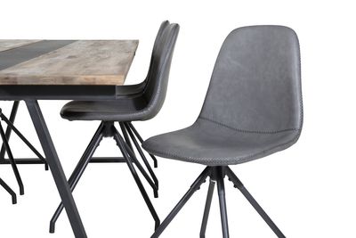 Venture Home Jakarta & Polar Rektangulärt Matbord 200 x 90 Svart + 6 st Matstolar Svart