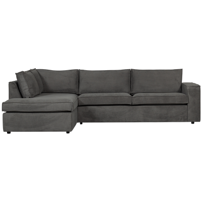 WOOOD Thomas Hörnsoffa Ribbstickad Tyg Vänster Mörkgrå