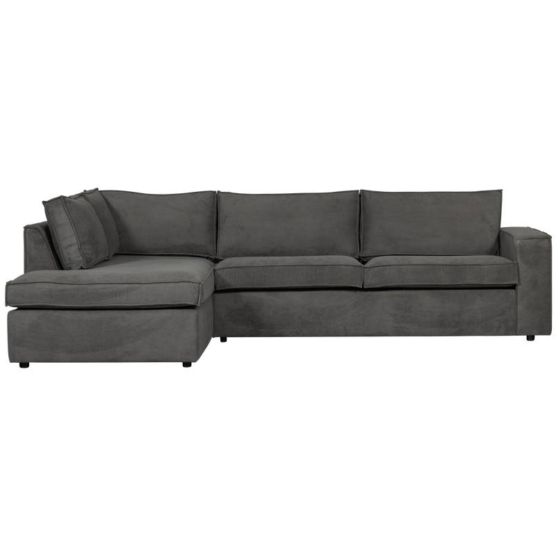 WOOOD Thomas Hörnsoffa Ribbstickad Tyg Vänster Mörkgrå