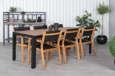 Venture Home Venice & Bois Matstolar 6-pack Natur + Rektangulärt Matbord 205 x 90 Natur