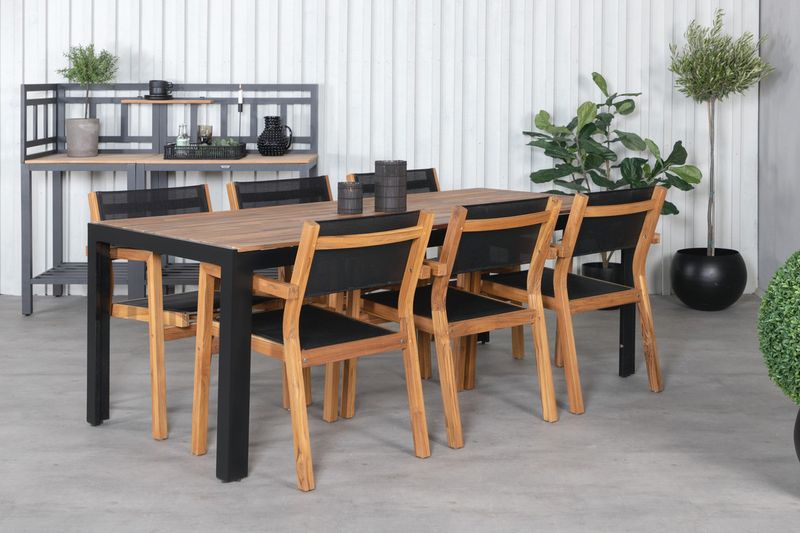 Venture Home Venice & Bois Matstolar 6-pack Natur + Rektangulärt Matbord 205 x 90 Natur