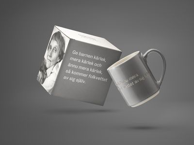 Design House Stockholm Astrid  Lindgren Grå mugg "Ge barnen kärlek" Nr. 1