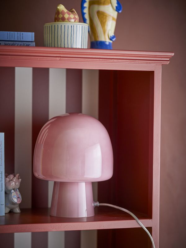 Bloomingville Paddy Bordslampa, Rosa, Glas, Ø20xH26,5 cm