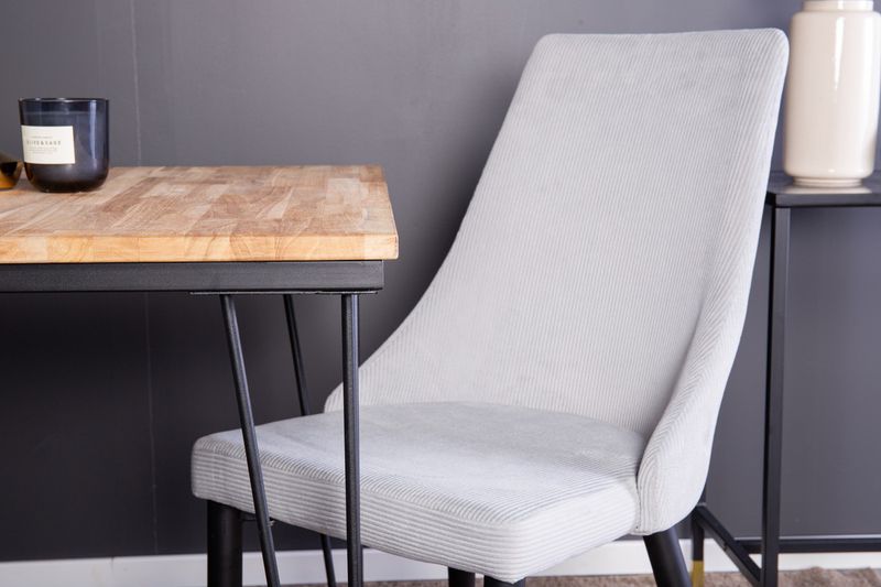 Venture Home Leone & Bali Matstolar 2 st Ljusgrå + Rektangulärt Matbord 80 x 80 Natur