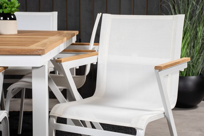 Venture Home Mexico & Panama Matstolar 6-pack Vit + Rektangulärt Matbord 160 x 90 Vit