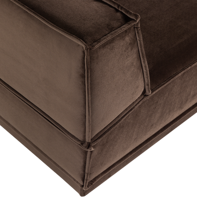 WOOOD Manu Chaise Longue Soffa Höger, Brun Velour