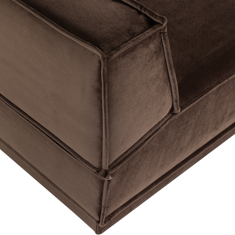 WOOOD Manu Chaise Longue Soffa Höger, Brun Velour