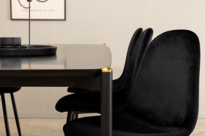 Venture Home Pelle & Polar Rektangulärt Matbord 190 x 90 Svart + 6 st Matstolar Svart