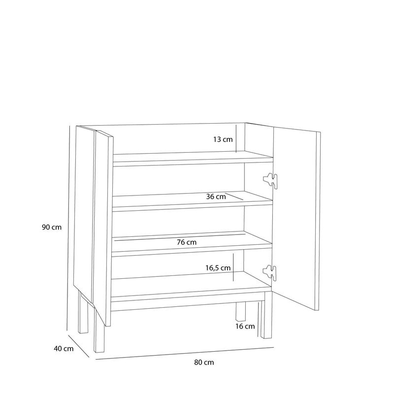 Hübsch Ark Skåp Natur 80x40xh90cm