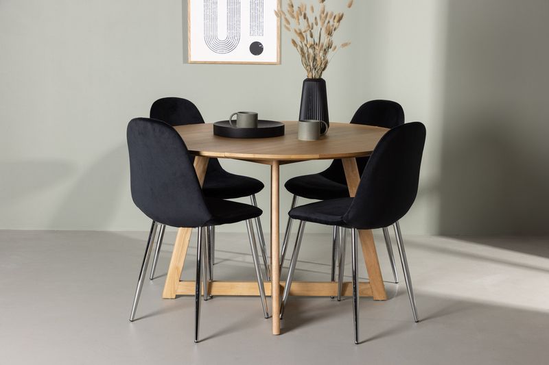 Venture Home Yakidon & Polar Runt Matbord ⌀120 Brun + 4 st Matstolar Svart