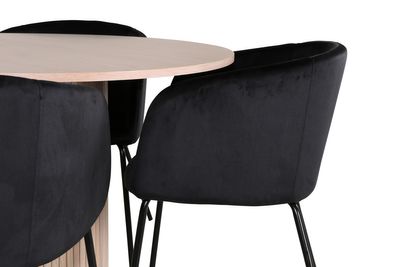 Venture Home Berit & Bianca 4 st Matstolar Svart + Runt Matbord ⌀110 Vitputsad