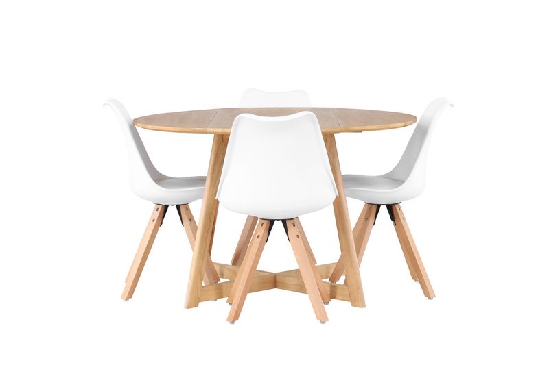 Venture Home Yakidon & Zeno Runt Matbord ⌀120 Brun + 4 st Matstolar Vit