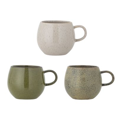 Bloomingville Addison Mugg, Grön, Stengods - 6-pack