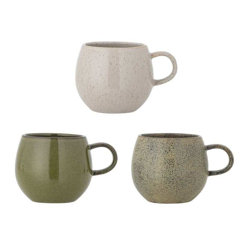 Bloomingville Addison Mugg, Grön, Stengods - 6-pack