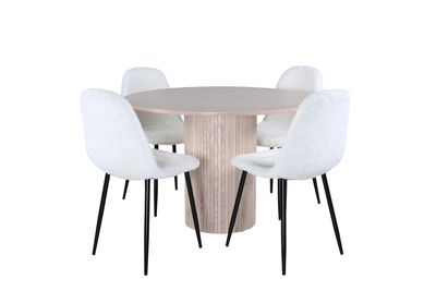 Venture Home Bianca & Polar Runt Matbord ⌀110 Vitputsad + 4 st Matstolar Vit