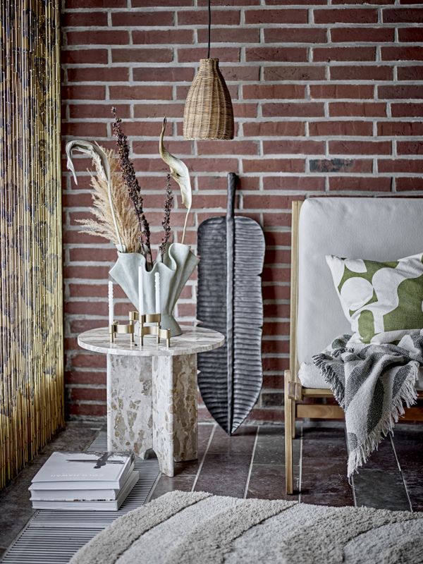 Bloomingville Jasmia Sidobord, Brun, Marmor, Ø46xH42 cm
