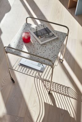 Hübsch Wave serveringsvagn terrazzo/nickel 50 x 49 x H62 cm