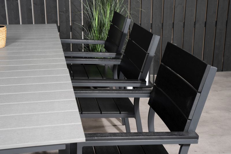 Venture Home Levels Rektangulärt Matbord 160 x 100 Svart + Matstolar 6-pack Svart