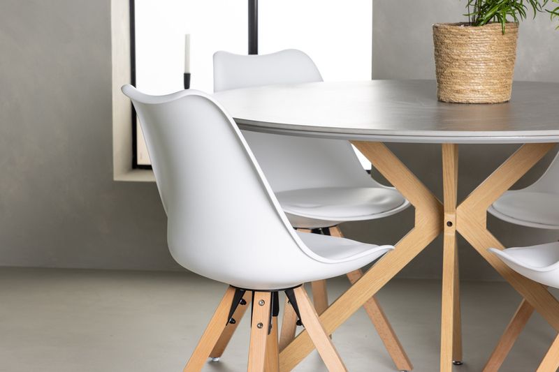 Venture Home Piazza & Zeno Runt Matbord ⌀120 Grå + 4 st Matstolar Vit
