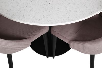 Venture Home Leone & Razzia 4 st Matstolar Gammelrosa + Runt Matbord ⌀106 Vit