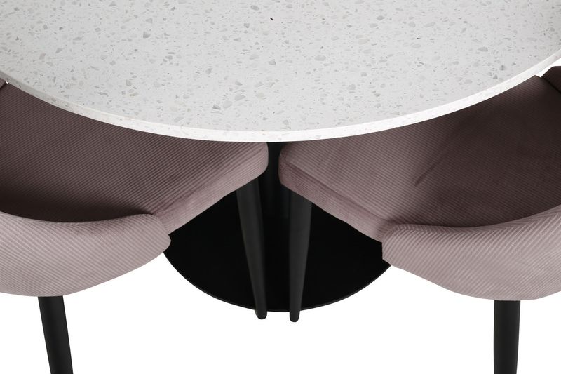 Venture Home Leone & Razzia 4 st Matstolar Gammelrosa + Runt Matbord ⌀106 Vit