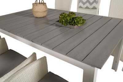 Venture Home Levels & Padova Rektangulärt Matbord 160 x 100 Vit + Reclinerstolar 6 st Vit