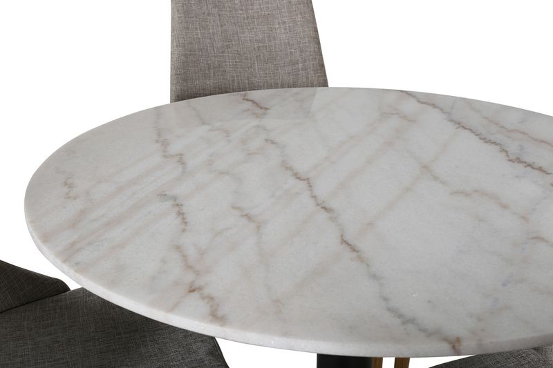 Venture Home Leone & Estelle 4 st Matstolar Ljusgrå + Runt Matbord ⌀106 Vit