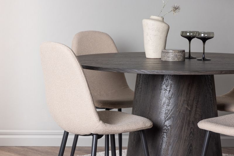 Venture Home Lanzo & Polar Runt Matbord ⌀120 Mocka + 4 st Matstolar Beige