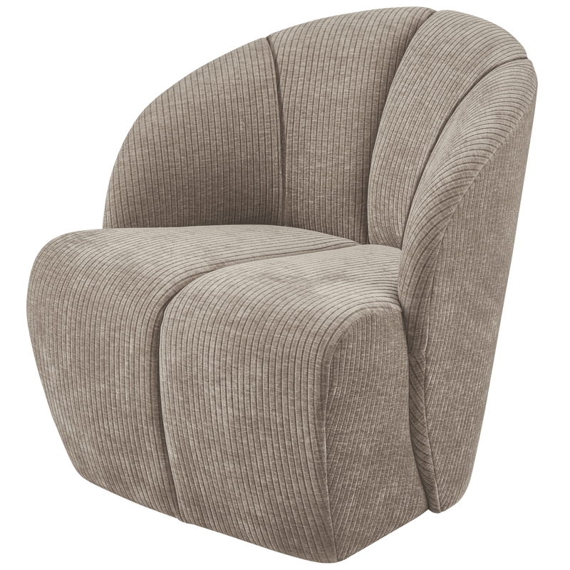 WOOOD Mojo Svängbar Fåtölj i Vävd Ribbad Tyg Mörk