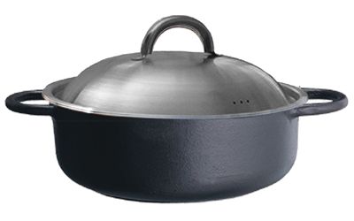 Ronneby Bruk, Rund Stekgryta Gjutjärn 3 L – Med Rostfritt Lock 25 cm