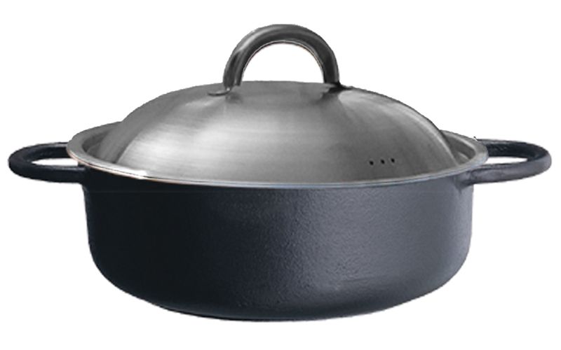 Ronneby Bruk, Rund Stekgryta Gjutjärn 3 L – Med Rostfritt Lock 25 cm