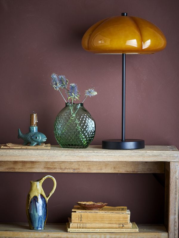 Bloomingville Kinoko Bordslampa, Gul, Metall, Ø30xH46,5 cm
