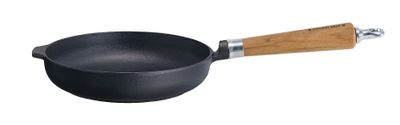 Ronneby Bruk, Stekpanna Gjutjärn 24 cm Rund Kant & Massiv Ek Handtag