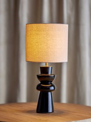 Bloomingville Lio Bordslampa, Svart, Stengods, Ø25xH53 cm